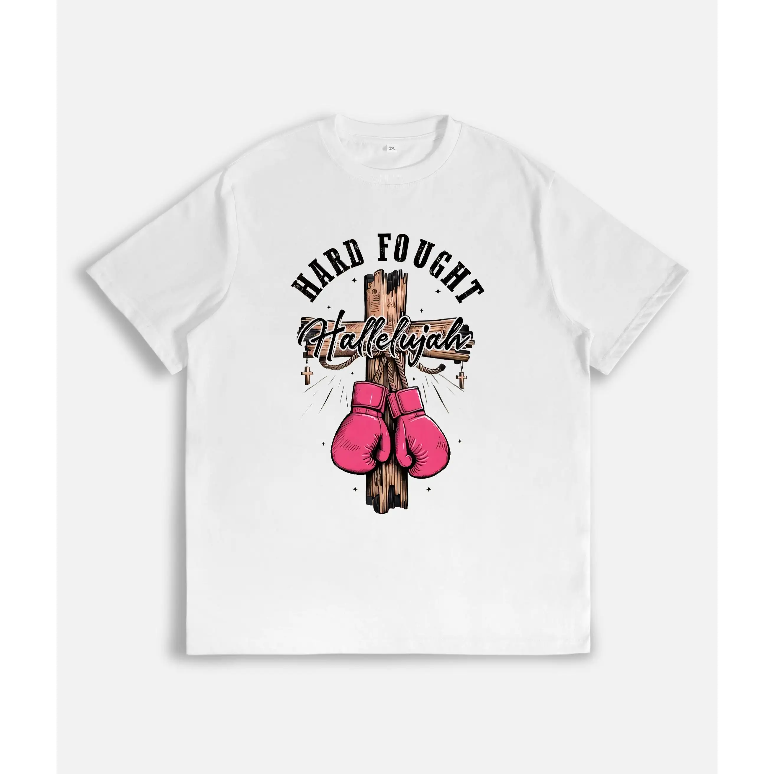 

Hard Fought Hallelujah T-Shirt, Christian Faith Boxing Graphic Tee, Religious Quote Top, Inspirational Gift for Believers
