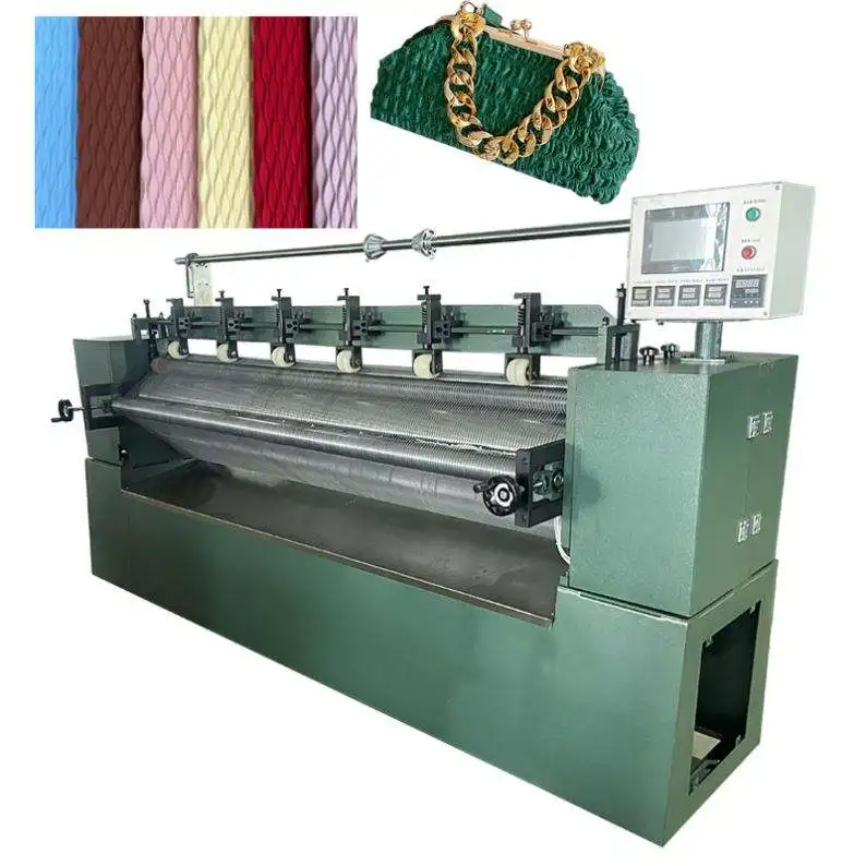 Leather Press Customized Roller Embossing Toothpick Pleat Embossing Leather Plisse Non Woven Textile Fabric Embossing Machine