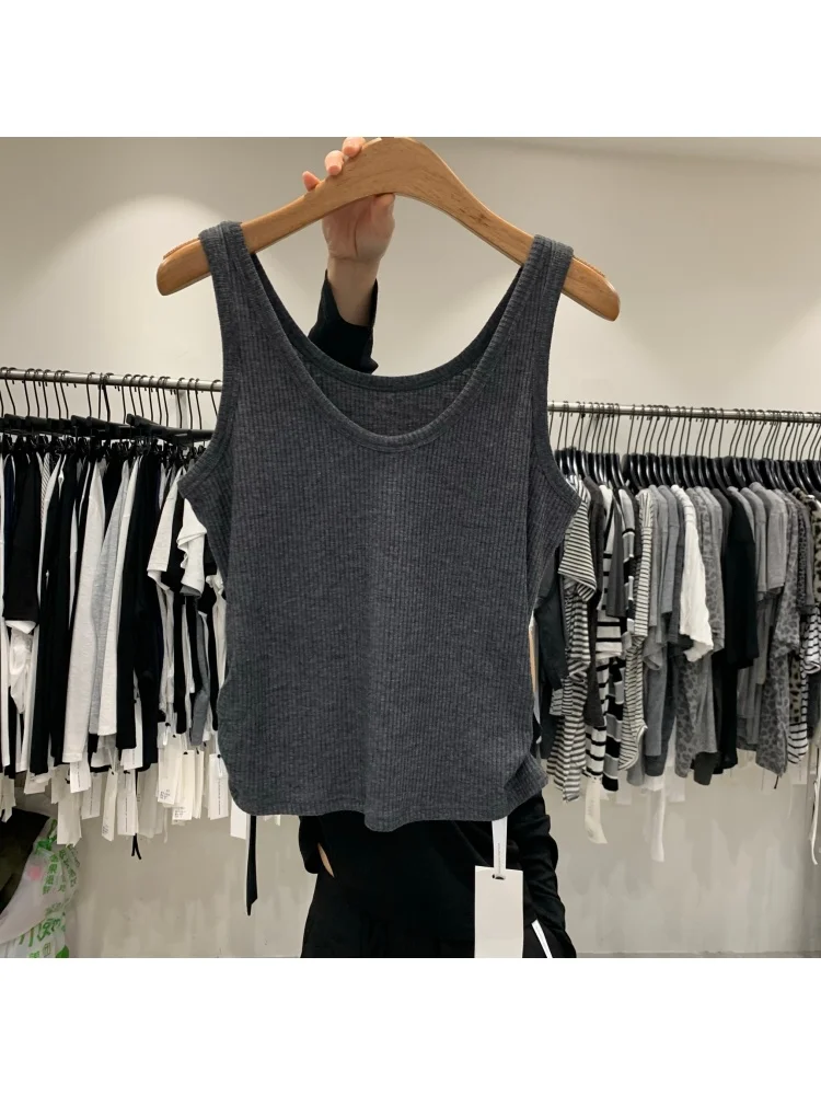 Women's Slim Fit Cotton Tank Top Sleeveless Summer New Style Inner Wear Outer Wear Casual Simple Design Comfortable Breathable