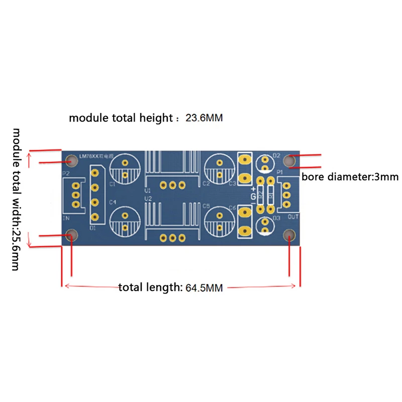 LM7815 + LM7915 ±15V dual voltage regulator rectifier bridge power supply module