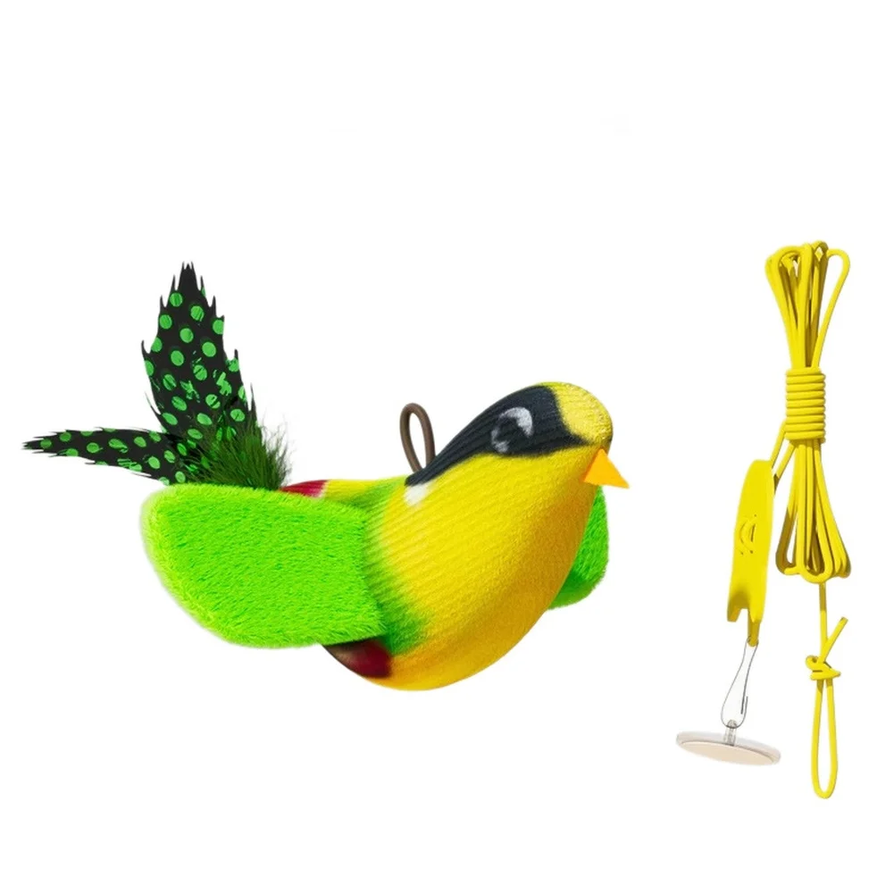 Jouet interactif pour chat, conception d'oiseau réaliste avec herbe-aux-chats et son de rincement pour jeu actif pour plumes en fibres de Polyester