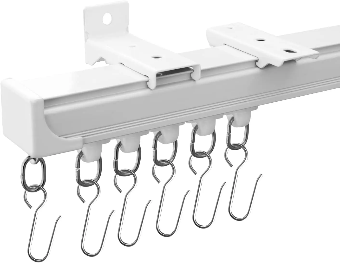 

Heavy-Duty Ceiling Wall Mounted Curtain Tracks for Living Room Bedroom Shower White 3FT to 12FT