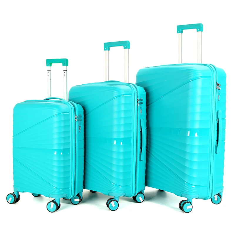 2022 Custom 4PCS Set  PP Luggage Spinner Double Wheels TSA Lock  Zipper Suitcase Sets Hand Trolley   