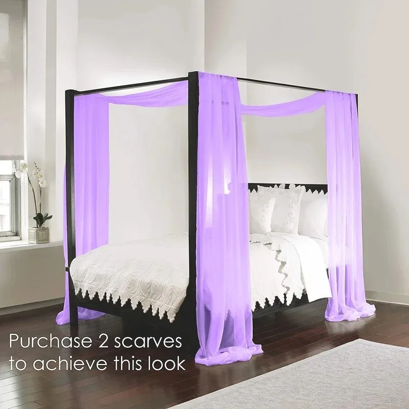 1Pcs Bed Curtain Scarf Chiffon Fabric for Draping Extra Long Window Scarf Valance for Living Room Outdoor Wedding Party Decor