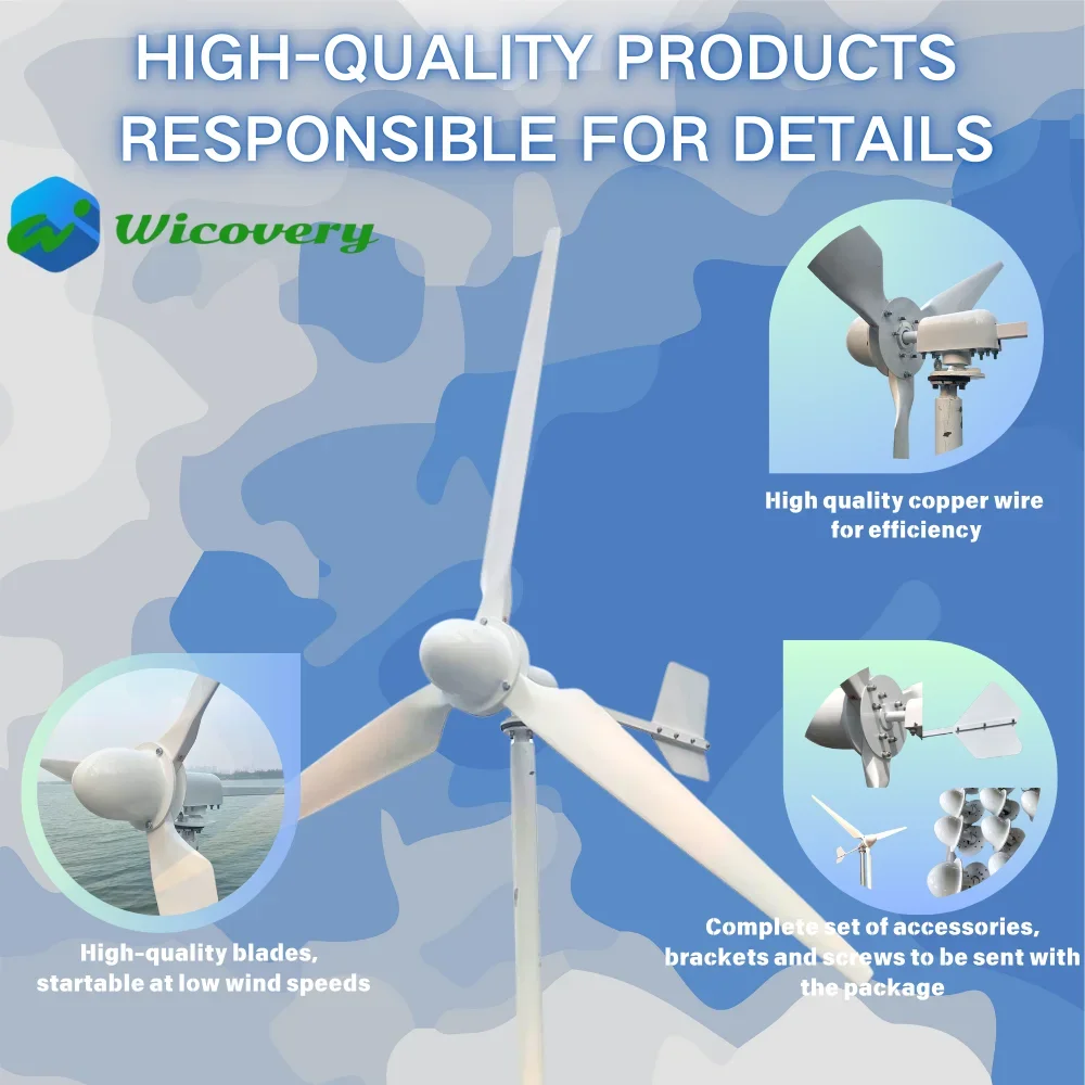 Big power 5KW 10KW Wind Turbine With Solar Cell System Low Noise Energy Large Family farm Electricity Consumption 220V 110V