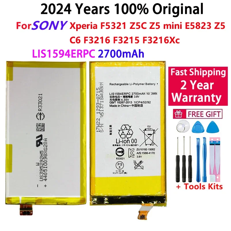 

LIS1594ERPC Battery For SONY Xperia F5321 Z5C Z5 Mini E5823 Z5 Compact Genuine C6 F3216 F3215 F3216Xc 2700mAh Batteries