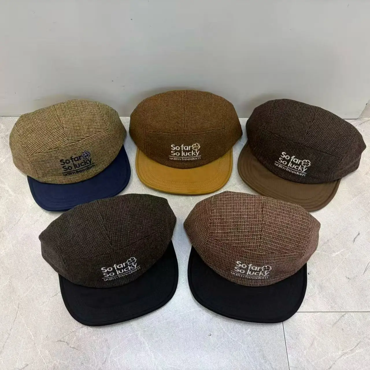 Autumn Winter Baseball Cap Letter Embroidery Tweed Corduroy Brim Hat Men Women 5 Panel Vintage Adjustable Snapback Warm Cap
