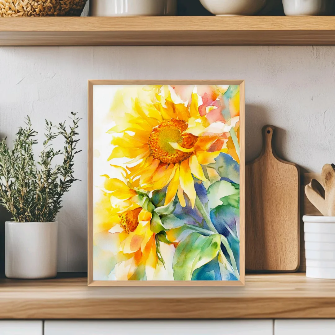 ภาพวาดดอกทานตะวัน, พิมพ์ผ้าใบดอกทานตะวัน, ศิลปะบนผนังผ้าใบ, ศิลปะดอกไม้, พิมพ์สีสันสดใสสําหรับบ้าน, Impre ร่วมสมัย