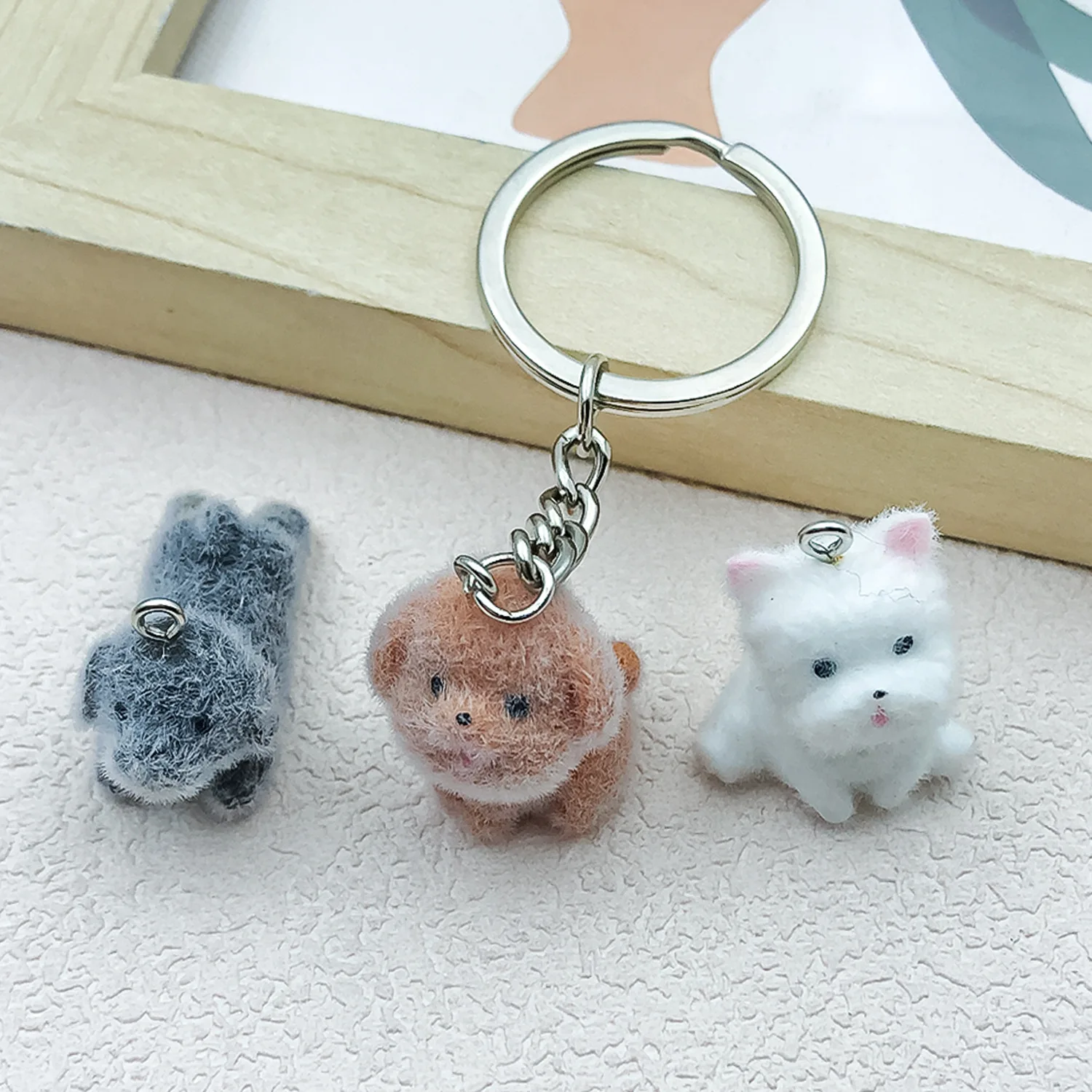 5pcs&1pc Flocked Resin Animal (Dog, Unicorn, etc.) Set – Craft Materials for Handmade Earrings, Bracelets, Necklaces, Keychains - view 4