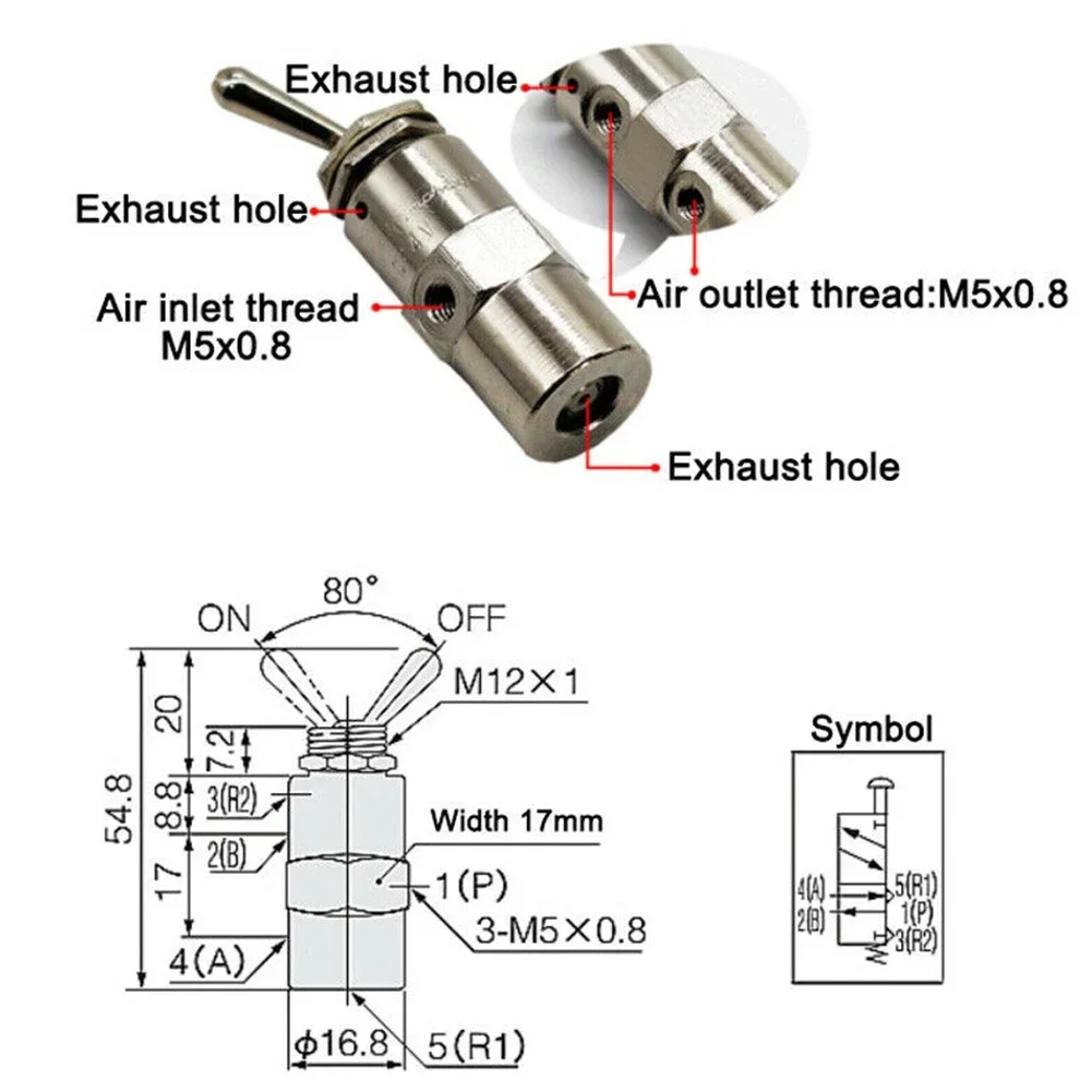 Brass Body Pneumatic Valve TAC2 4V 2 Position 5 Way for Air Fluid Switching with Stainless Steel Stem and 6mm Fitting