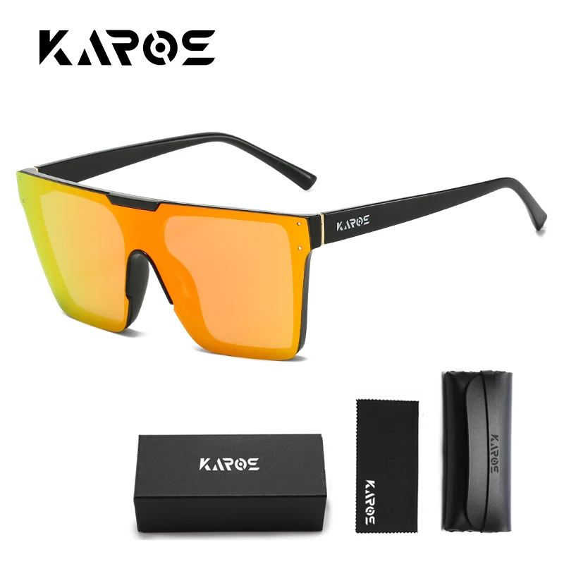 KAROS Women Fashion Sunglasses Vintage Big Frame Flat Top Sun Eyewear Men's Driving Travel Anti-UV Glasses Luxury YZ2017WB