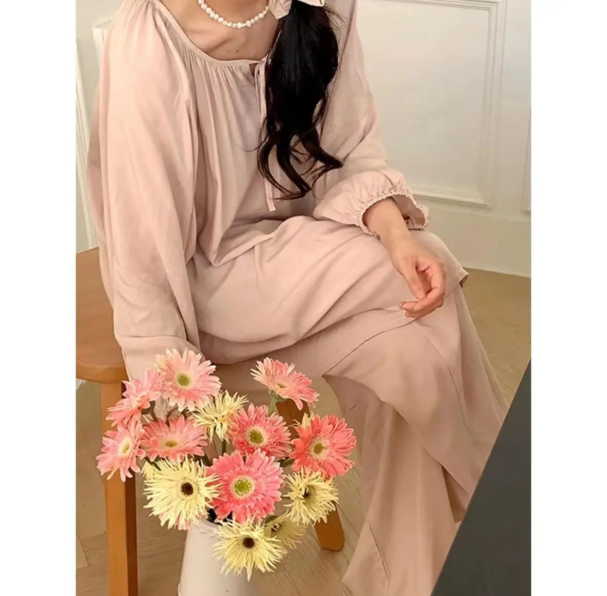 Plus Size 5XL 150kg Autumn Womens Pajama Sets Long Sleeve Tops and Pants Button Down Sleepwear Nightwear Lounge Sets