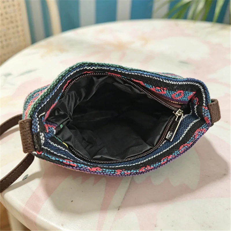 Bohemian Butterfly Owl Canvas Crossbody Bag Double Sided Gold Embroidered Canvas Bag Beach Daily Womens Casual Handbag Purse view 6