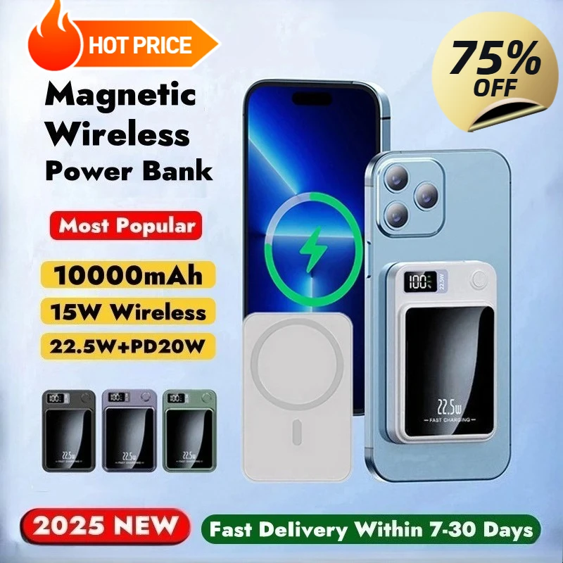 

For Apple IPhone 16 15 14 13 12 11 16Pro Max 16Plus Magnetic Wireless Powerbank Portable Charger External Auxiliary Battery Pack