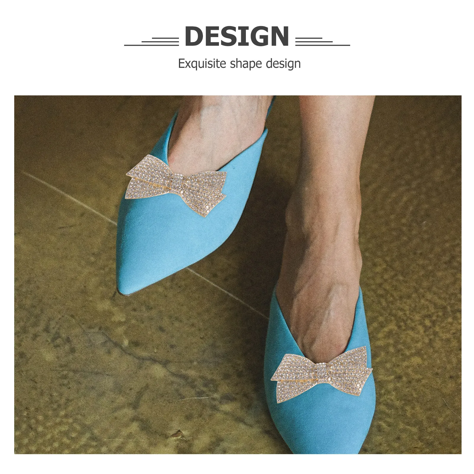 

2pcs Heel Shoe Bow Clips Bridal Wedding Decorative Bowknot Shoe Accessories Rhinestone Buckle Embellishments High Heel Pumps