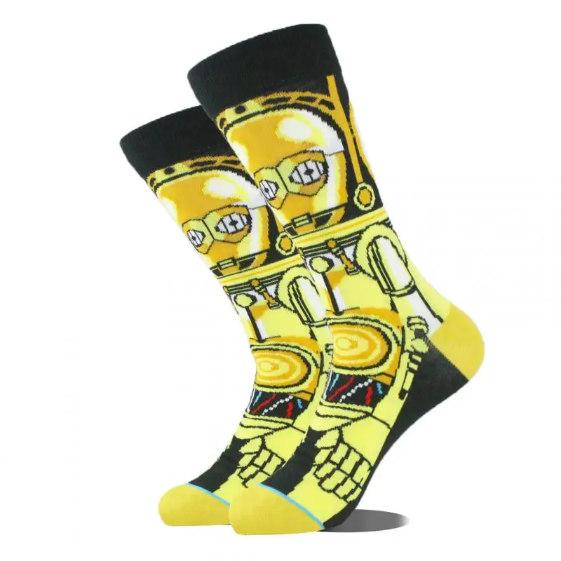 Kawaii Star Wars Anime Peripherals Luke Skywalker C-3Po Yoda Chewbacca Cartoon Cotton Socks Warm Mid-Calf Socks