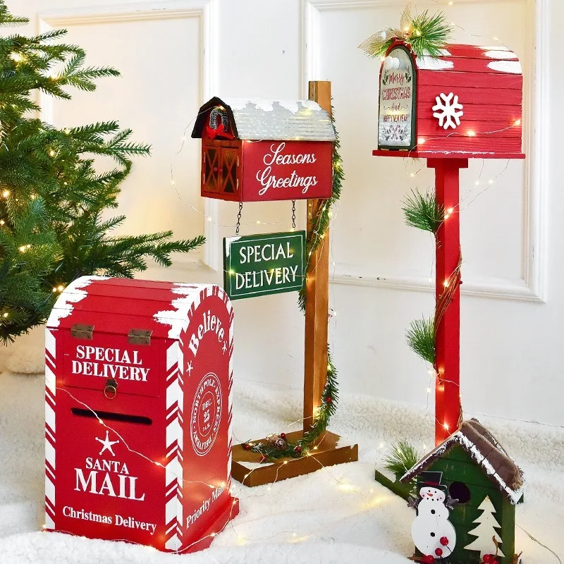 

Christmas Seasonal Decorations Wood Birdhouse Cabin Letterbox Ornaments For Home Indoor Outdoor