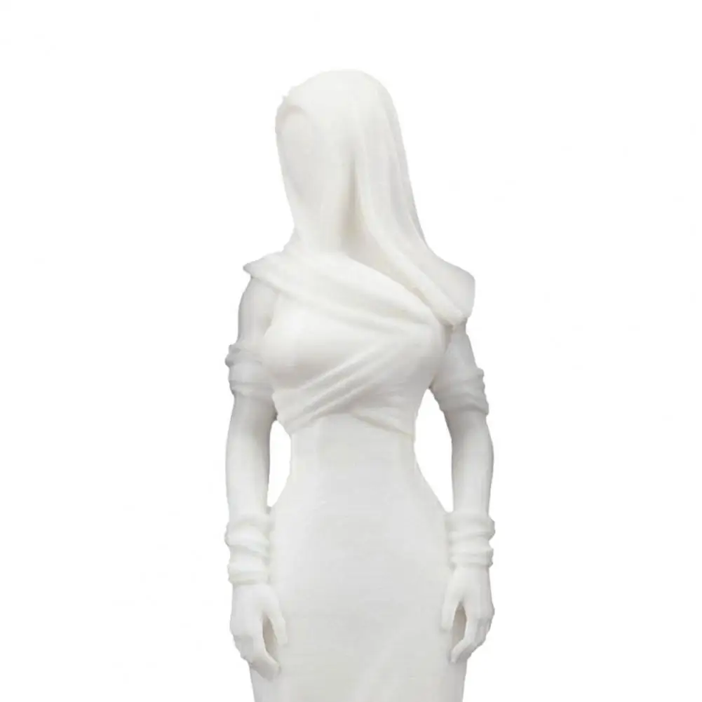 Artistic Lady Ornament Vintage Hooded Cowl Woman Figurine 3d Printed Faceless Lady Statue Fishtail Dress Sculpture Home Office