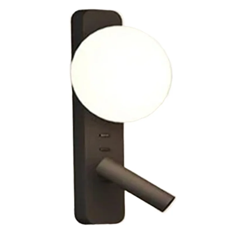 

A84E-LED настенный светильник с переключателем, регулируемый прожектор, стеклянный настенный светильник для спальни, прикроватный светильник, настенный декор, черный