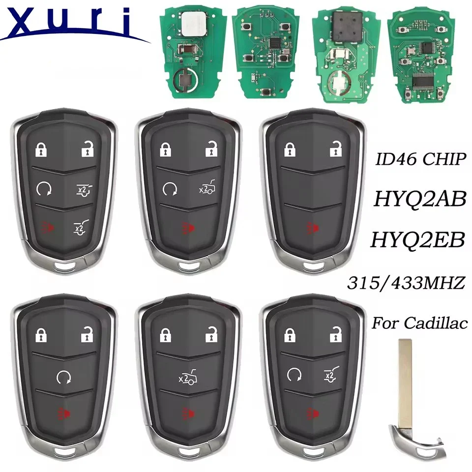 

Xuri Car Remote Control Key For Cadillac Escalade SRX XTS ESV ATS CTS HYQ2AB 315MHz HYQ2EB 433MHz ID46 PCF7937E Card