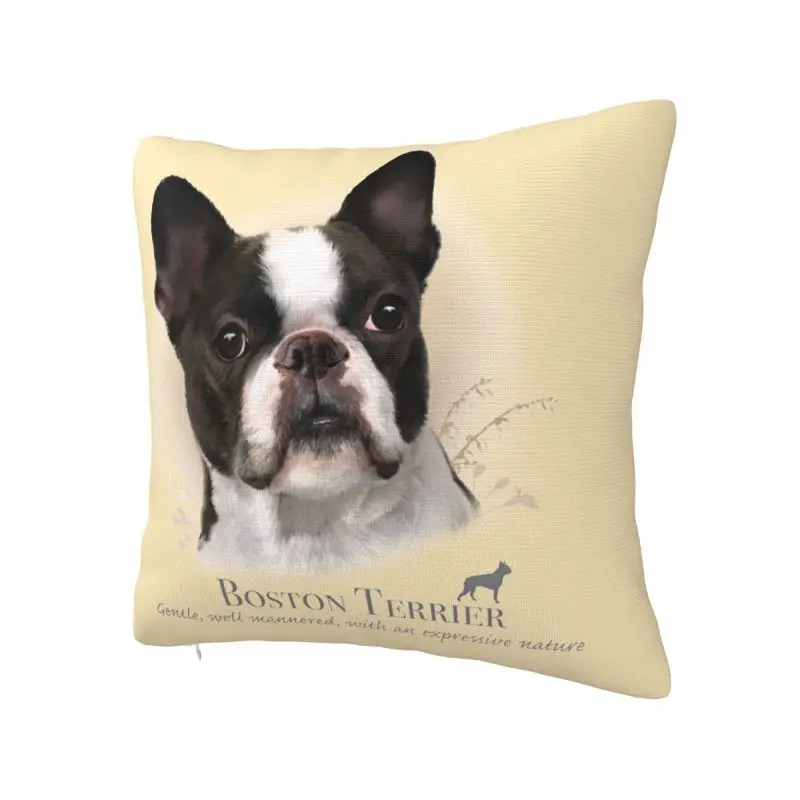Boston Terrier Cushion Cover 40x40 cm Polyester Soft Pet Animal Dog Throw Pillow Case For Sofa Car Decoration Bedding Pillowcase