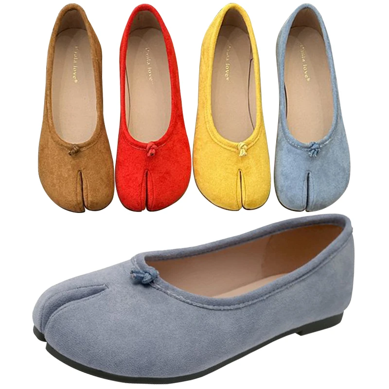 

2025 г., женские туфли таби-ниндзя в японском стиле, замшевые туфли на плоской подошве в стиле ретро, топсайдеры с разделенным копытом, женские джинсы Мэри, мокасины, балетки