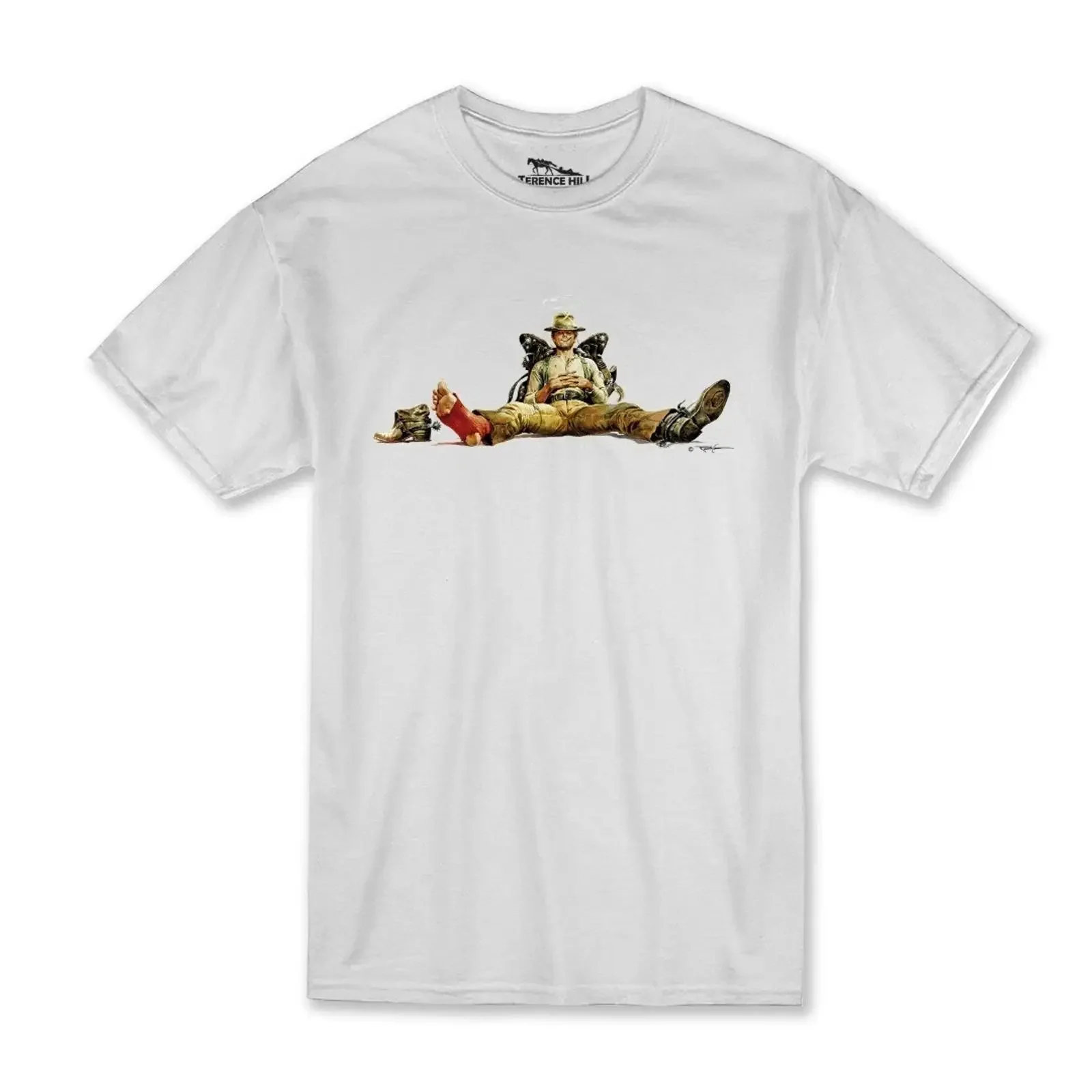 T Shirt Nobody sitzend Mein Name ist weiss Terence Hill vintage Washed Breathable Versatile Comfortable Stretched
