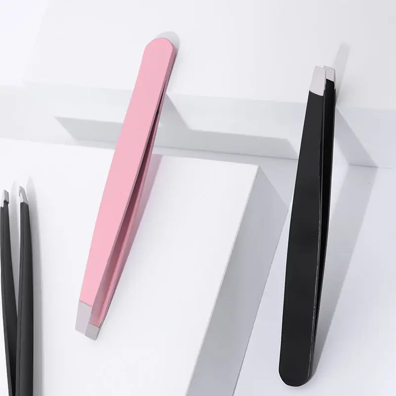 Stainless Steel Eyebrow Tweezers Face Hair Removal Eye Brow Trimmer Eyelash Clip Makeup Beauty Cosmetic Accessories Pink Black