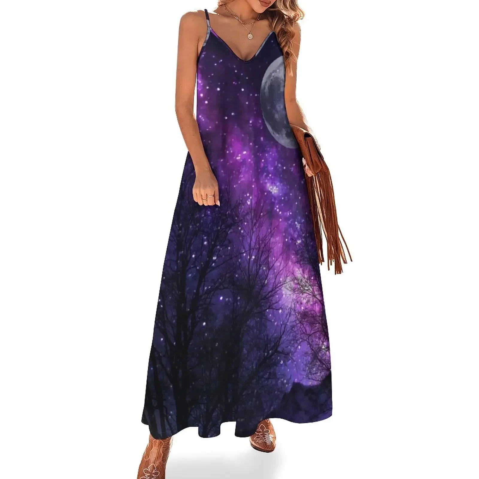 Mystic Moon Sleeveless Dress Beachwear Female clothing Dress