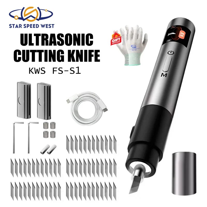 

Мощный ультразвуковой резак KWS FS-S1, инструмент для гравировки, промышленный режущий нож для DIY, 3D-печати, резки ПВХ и дерева