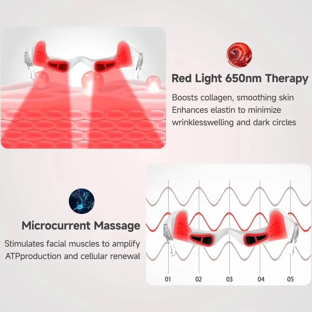 Red Light Eye Massager Electric Massager Micro-Current Eye Care Machine Beauty Care Anti-Aging Under-Eye Glasses Massager