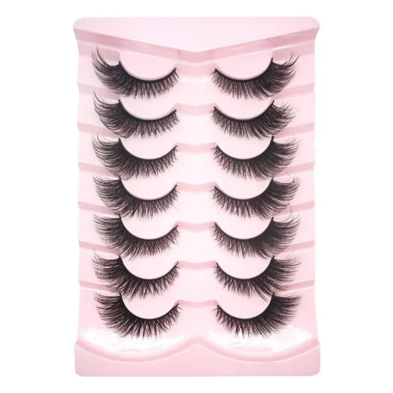 Fluffy Lashes 3d Lashes -eyed Fluffy Wispy False Eyelashes 7-pairs Dramatic Faux Eyelashes Fake Lashes Curl Long Like Extension