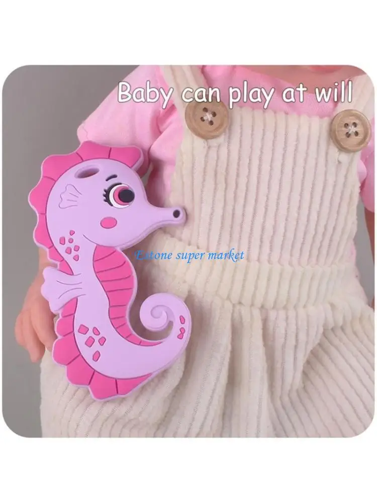 090B Silicone Teether Cartoon Hippocampus DIY Chewing Teething for Babies