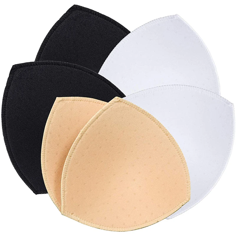 3 Pairs Removable Bra Triangle Insert Pads Women's Comfy Sports Cups Bra Sewn Insert for Bikini Top Swimsuit (for Cup A/B/C/D)