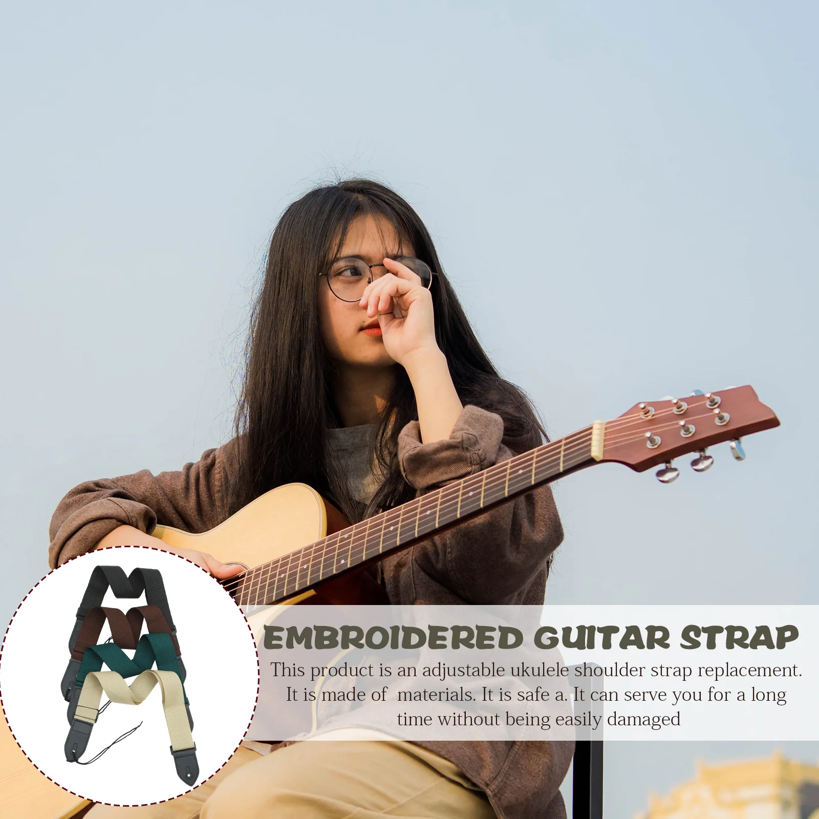 4 шт. регулируемый гитарный ремень для бас-гитары, широкий удобный ремень для электрической акустической гавайской гитары, прочный аксессуар для инструмента