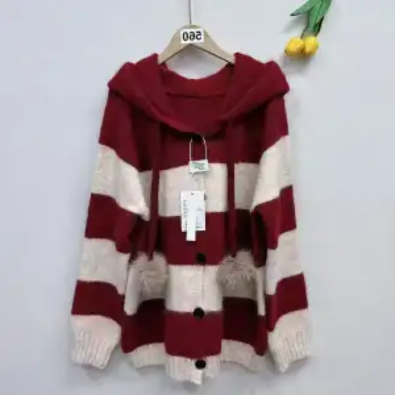 نمط جديد مخطط مقنعين السترة سترة بسيطة فضفاضة كسول وناعمة #4