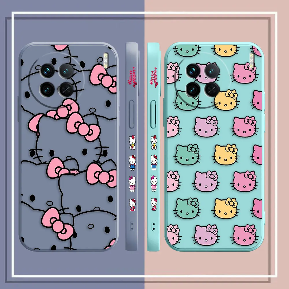 Cute Cat H-Hello K-Kitty Phone Case For VIVO X50 X60 X70 X80 X90 V21 V23E V23 V23E V25 V27 V29 4G 5G PRO PLUS Case Funda Shell