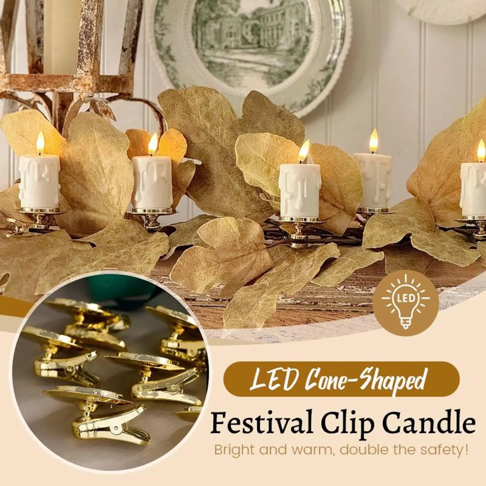 LED Flameless Candles Clip-On Flameless Candle Anti-Drip 클립 촛불 조명 거실 홈 웨딩 파티 가든 축제
