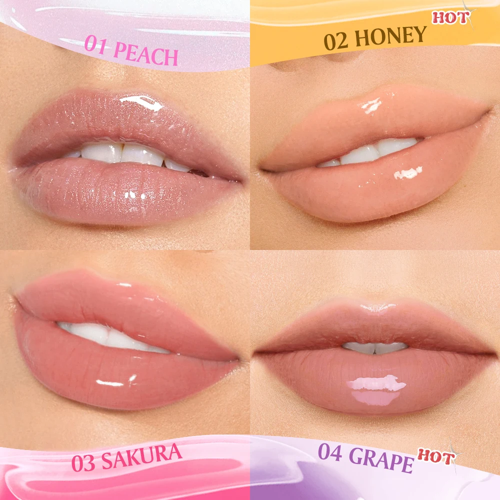 BANXEER Lip Oil Lip Gloss Moisturizing Fruit Flavoured Plumper Non-Sticky Long Lasting Repairing Primer Lip Balm Care Cosmetics