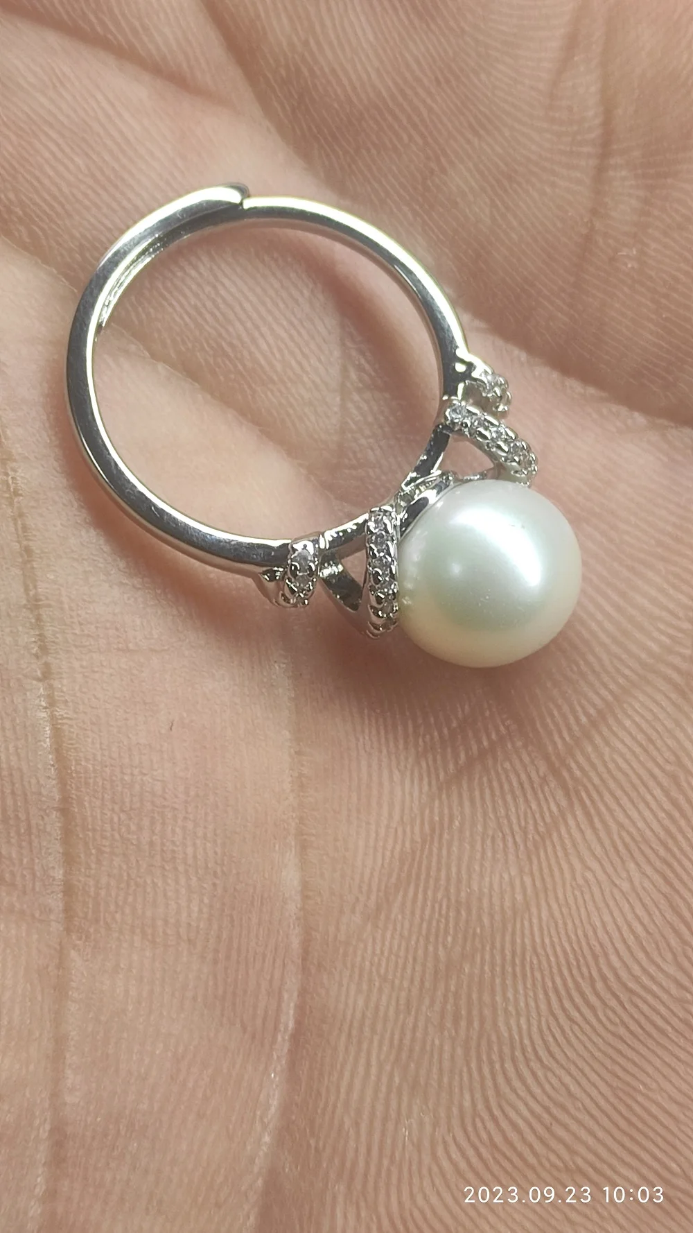 Gorgeous AAAA++++ REAL NATURE  10-11mm akoya  white Round Pearl ring