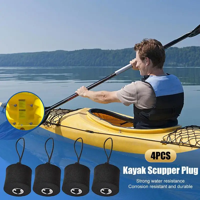 Kayak ปลั๊กสําหรับนั่งท่อระบายน้ํา Stopper 4 ชิ้น Multi-Functional หลุม Stopper Bung สําหรับเรือน้ําควบคุมเปลี่ยน