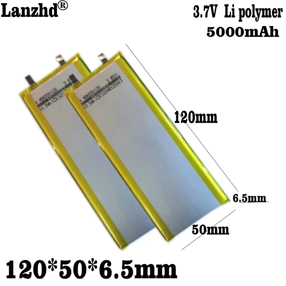 1-12pcs 6550120 3.7V 5000mAh Rechargeable li Polymer Li-ion Battery For Mobile power LED light source for medical products MP4