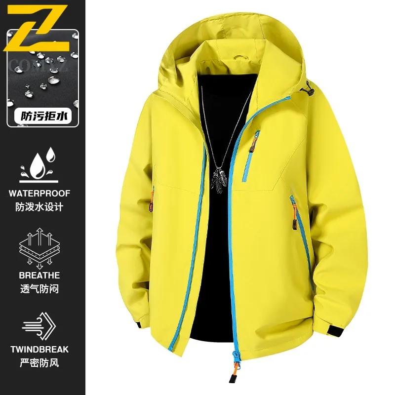 

COMXZ 2025 Мужская уличная многофункциональная куртка из софтшелла, осенняя водонепроницаемая ветрозащитная куртка с капюшоном, повседневное спортивное пригородное пальто