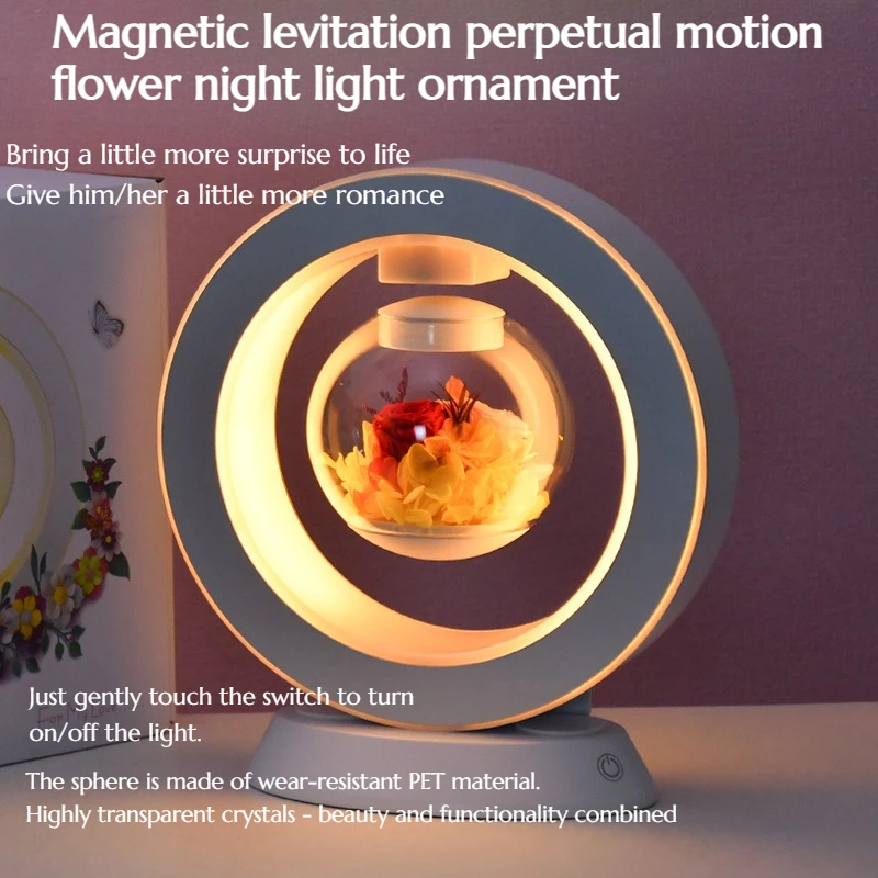 

Magnetic Levitation Luminous Decorative Item Eternal Flower Rose Valentine's Day Gift - High-end Home Decoration Art Piece