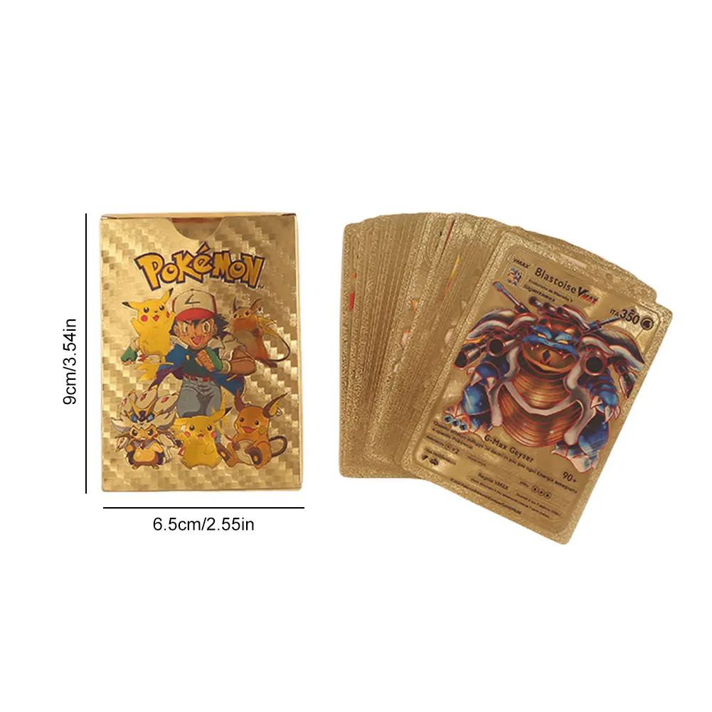 Juego de cartas de lámina dorada para niños, cartas de colección Ultra raras, juego completo de cartas de mesa, regalo para niños, 55 piezas