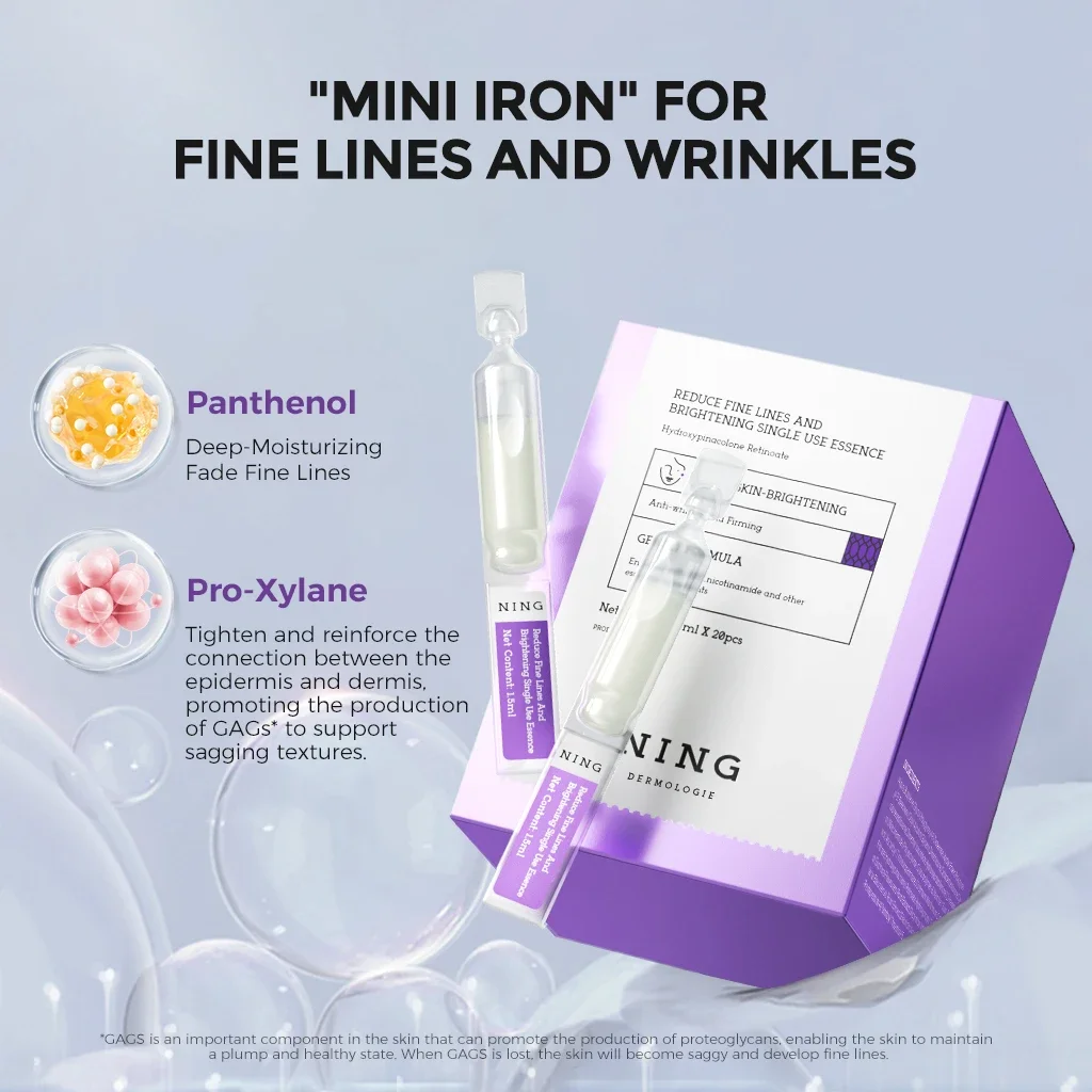 

NING REDUCE FINE LINES AND BRIGHTENING SINGLE USE ESSENCE DOUBLE RETINOL FOR FINE LINE REDUCTION AND FIRMING