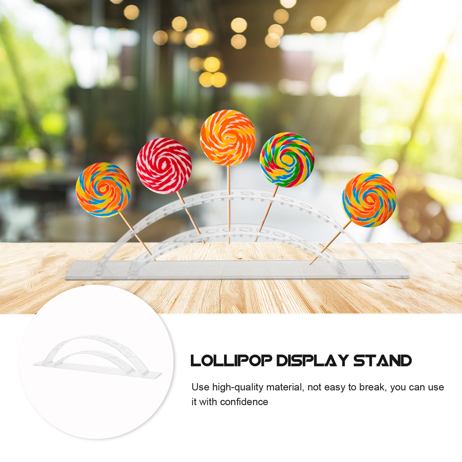 Soporte acrílico transparente para paletas, estante transparente para dulces, exhibición de postres, Base estable en forma de arco, adecuado para fiestas de cumpleaños y bodas