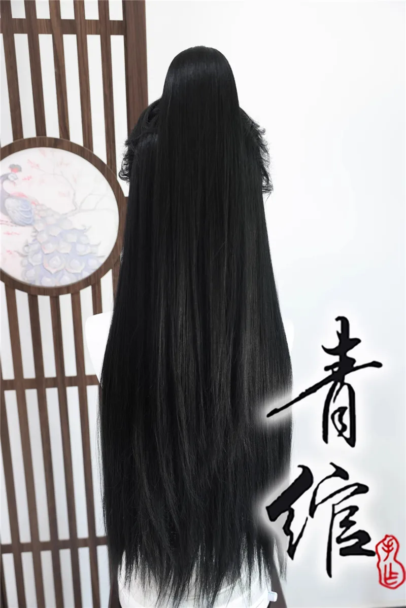 Styled Mo Ran Cosplay Wigs Black with High Ponytail Cosplay Moran Antiquity Halloween Cosplay Prop Wig For Women Men + Wig Cap