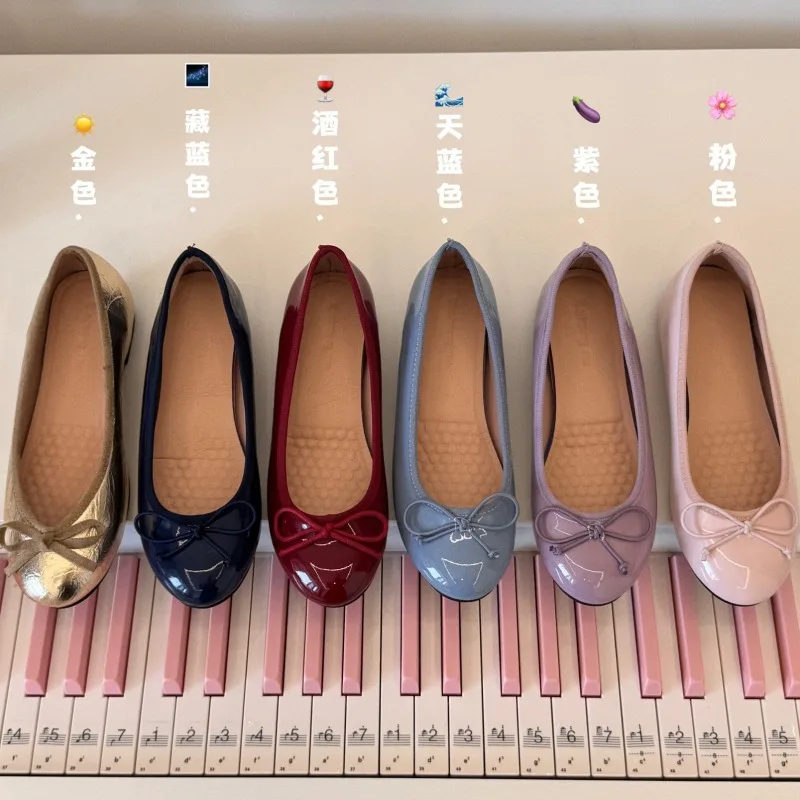 Women's Shoes High Quality Patent Leather Shallow Mouth Single Shoes Fairy Style Elegant Bow Mary Jane Shoes Womens Casual Flats