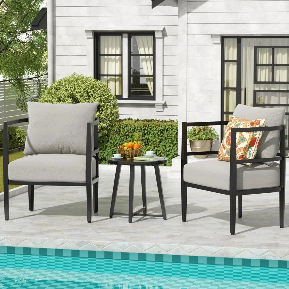 

Natural expression outdoor courtyard furniture dialogue set 3-piece set courtyard lawn chair set porch chair with metal table